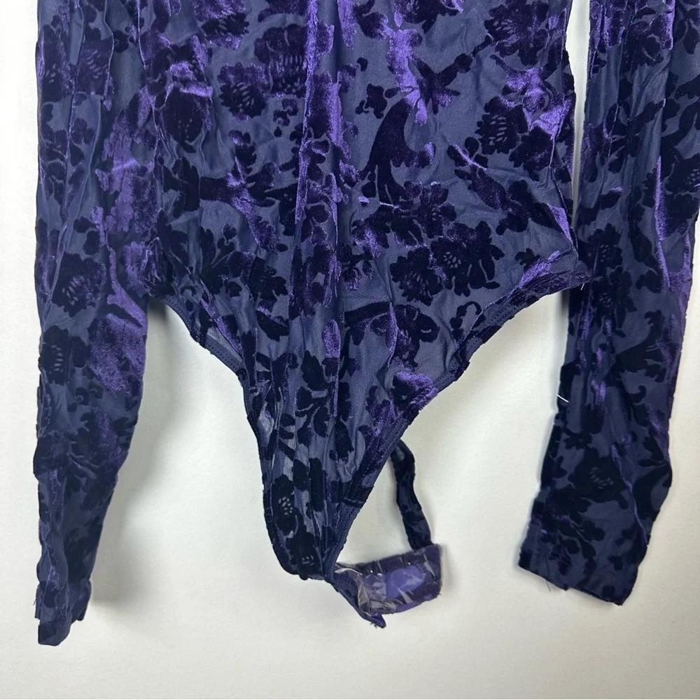 Free People NWT Magic Hour Velvet Puff Bodysuit Deep Sea Combo Size XS OB1570815